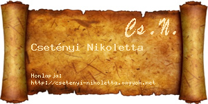 Csetényi Nikoletta névjegykártya